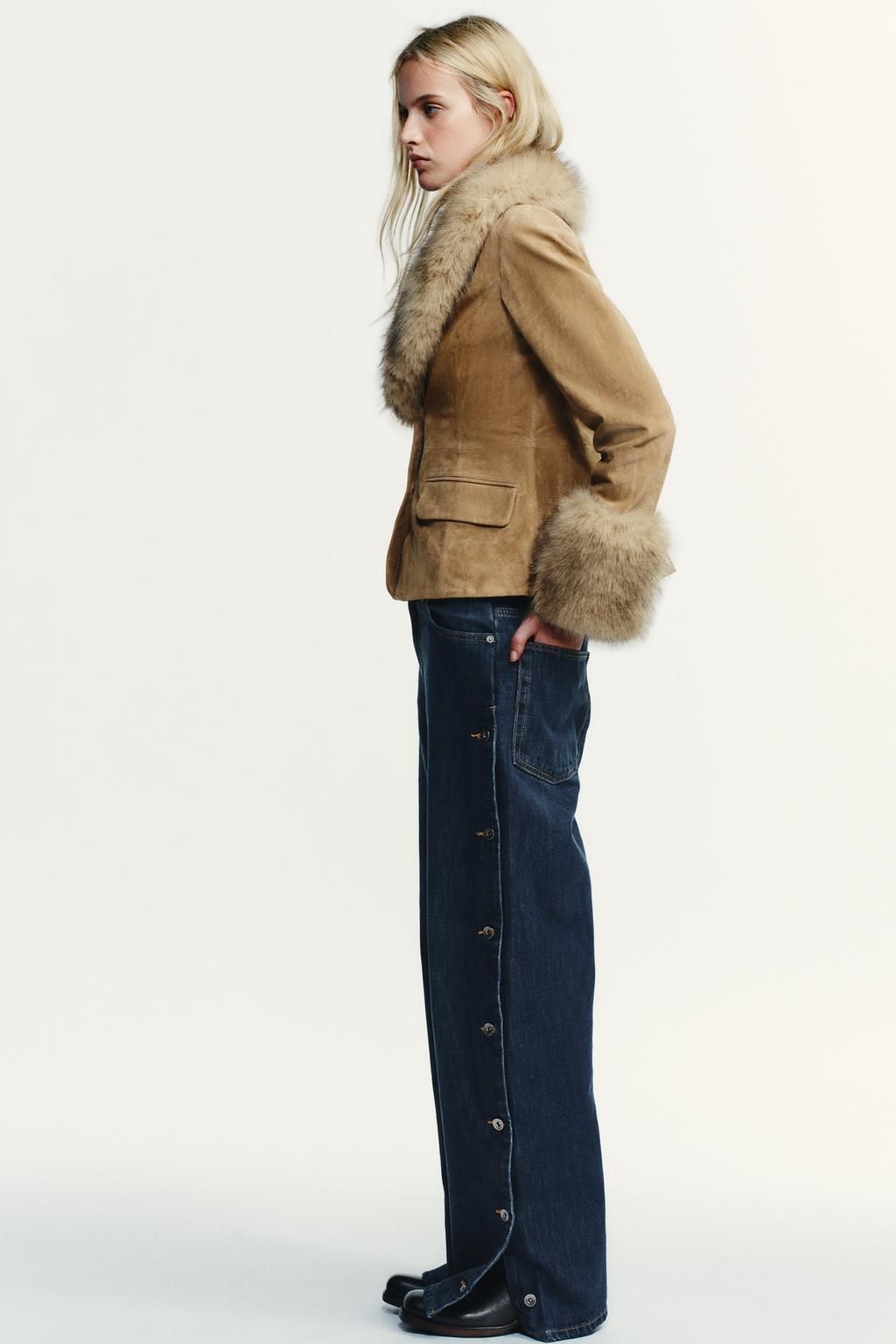 Izara Fur Suede Coat