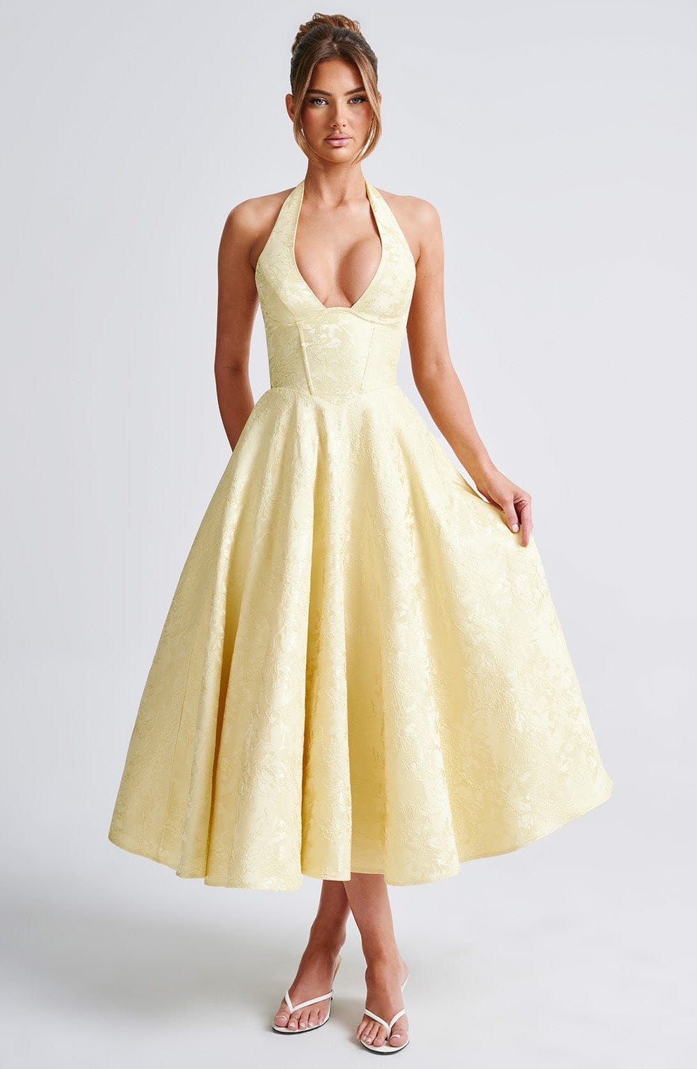 BUTTER YELLOW WEDDING MIDI DRESS