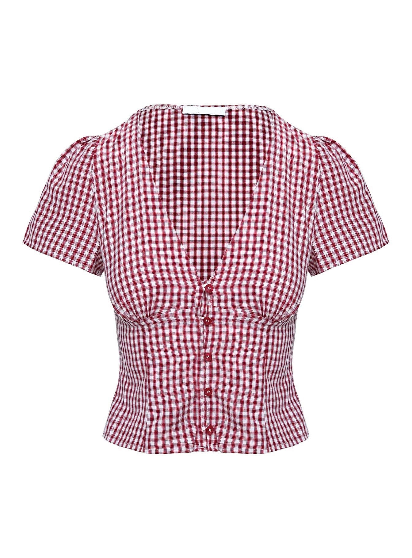 GINGHAM TOP RED