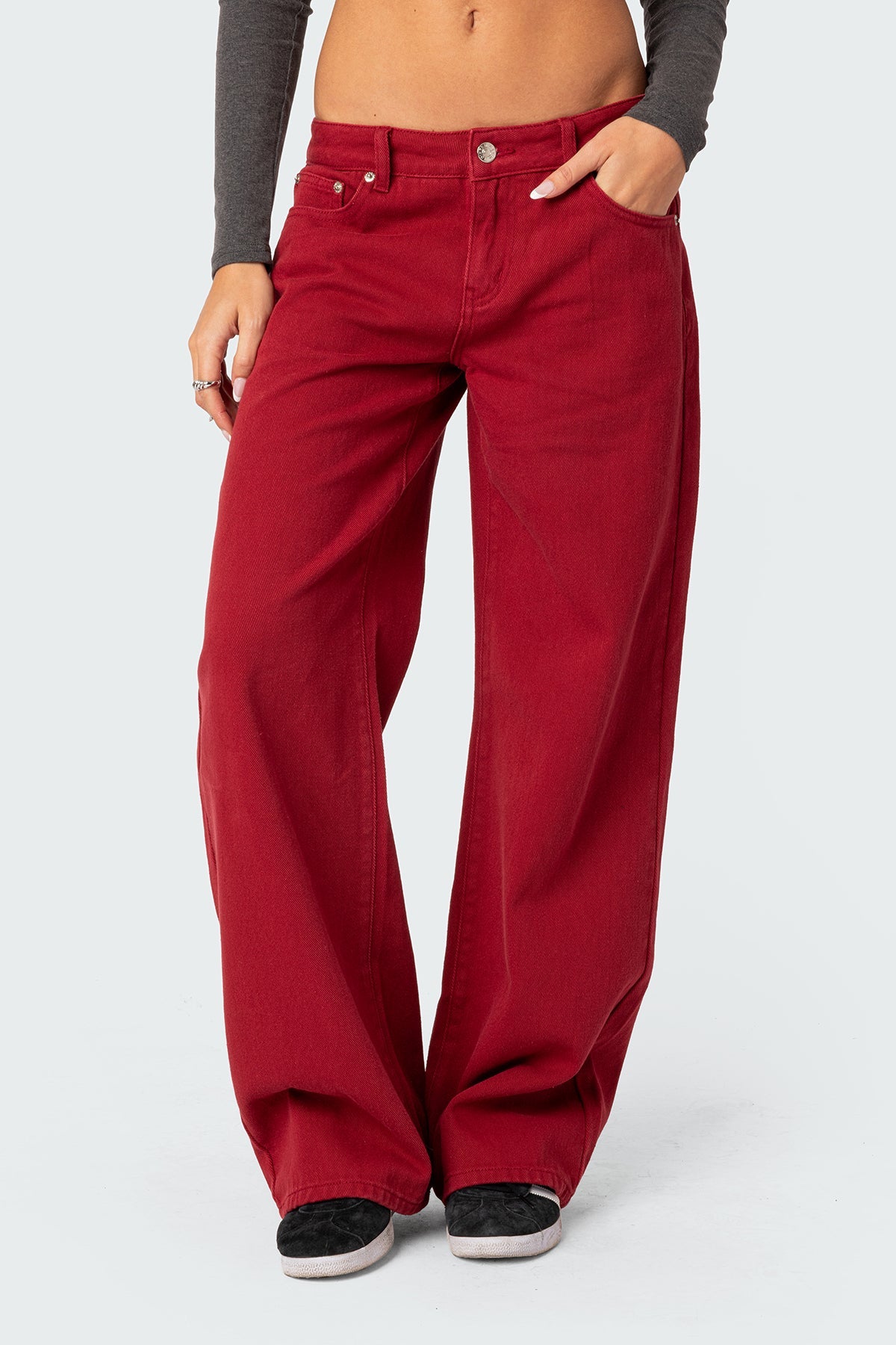 RED LOW RISE JEANS