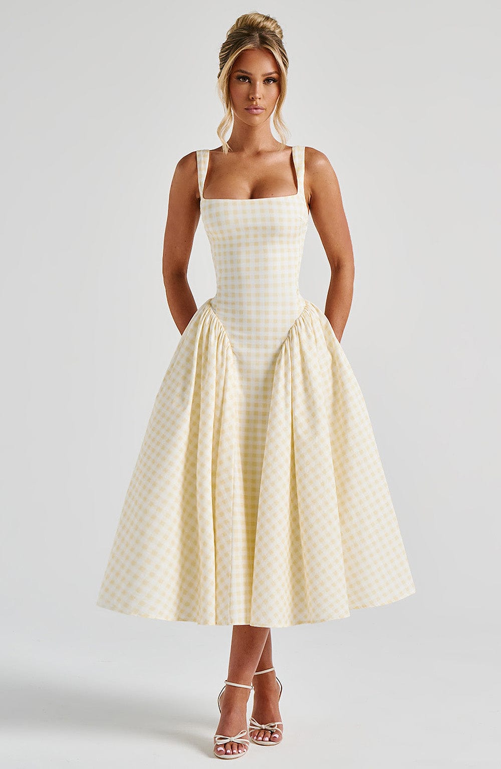 BUTTER YELLOW PICKNICK MIDI DRESS