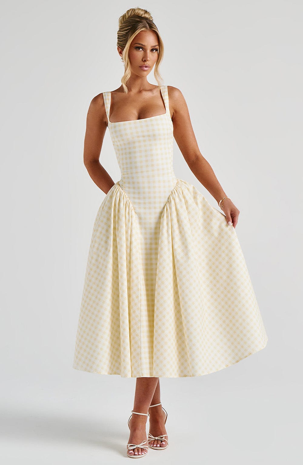 BUTTER YELLOW PICKNICK MIDI DRESS