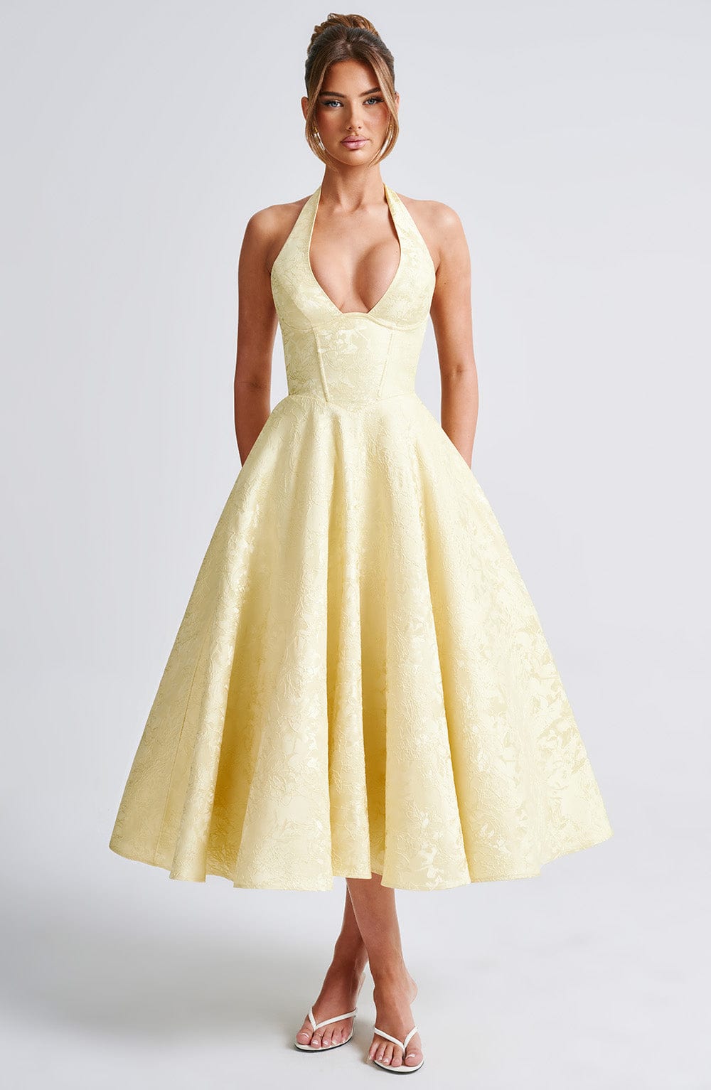 BUTTER YELLOW WEDDING MIDI DRESS