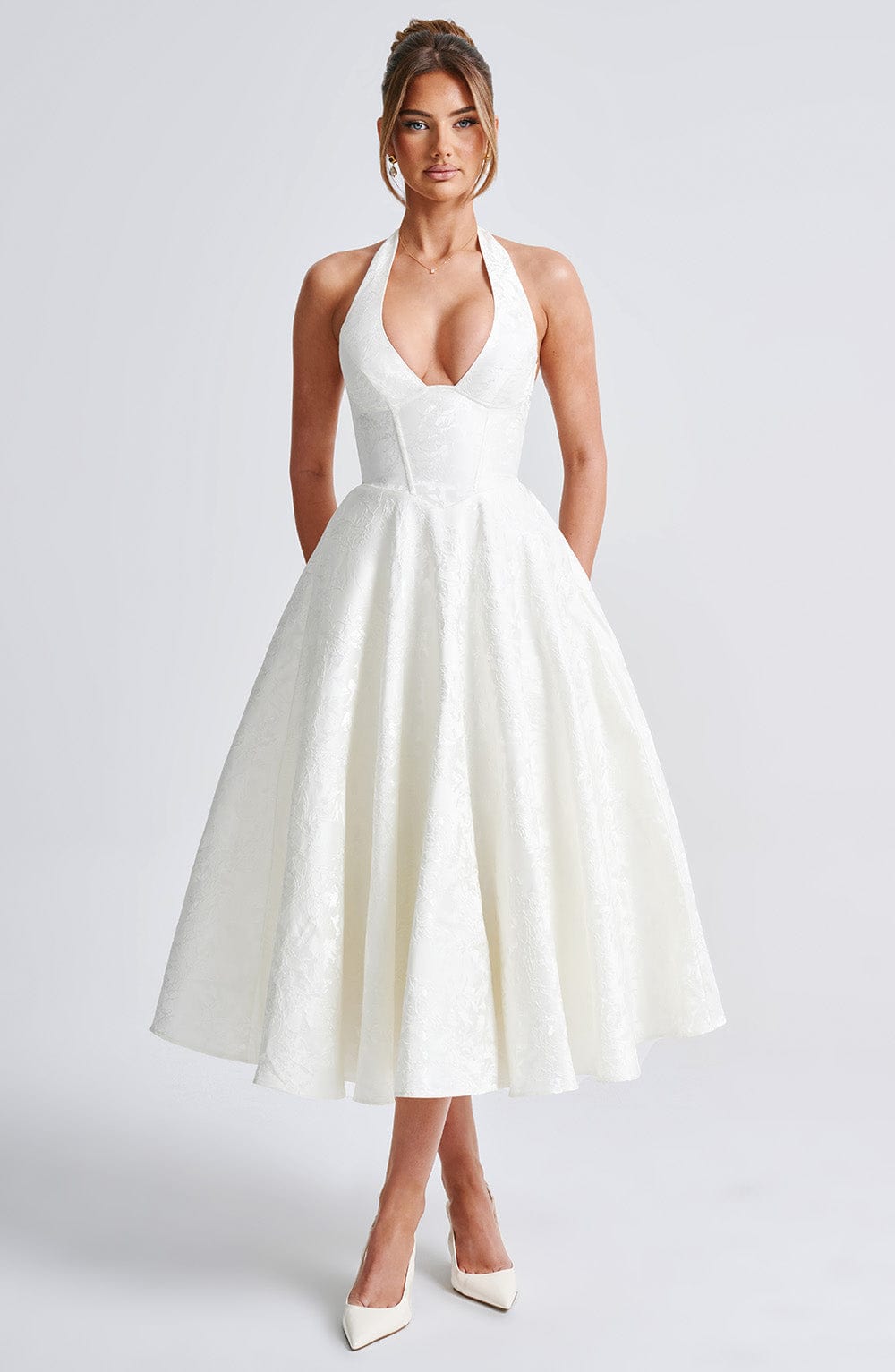 WHITE WEDDING MIDI DRESS