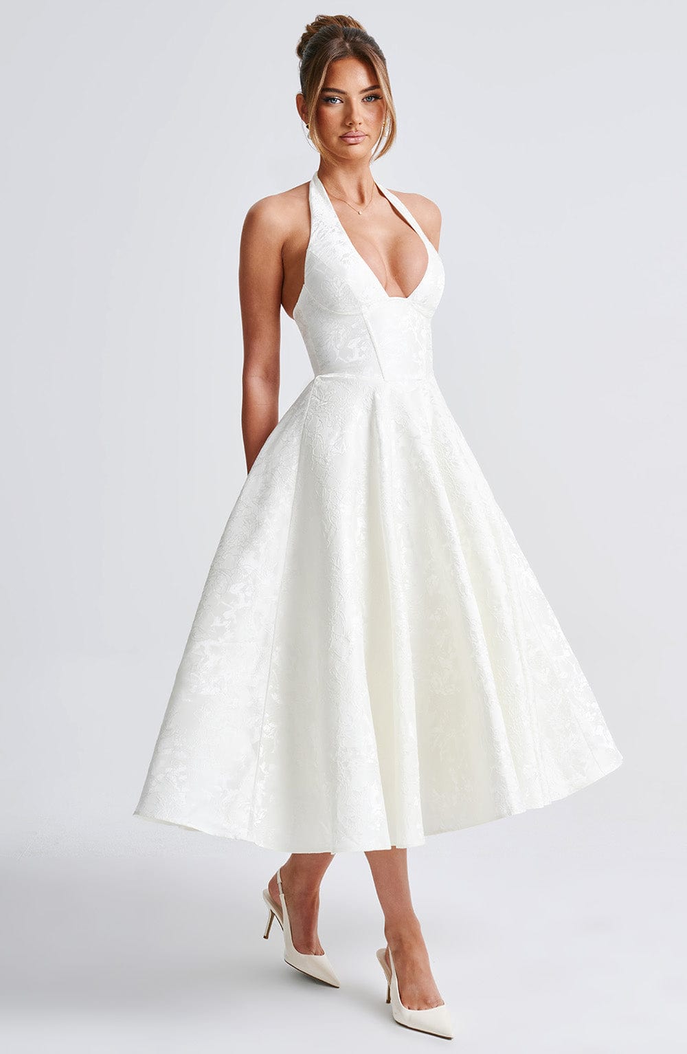 WHITE WEDDING MIDI DRESS