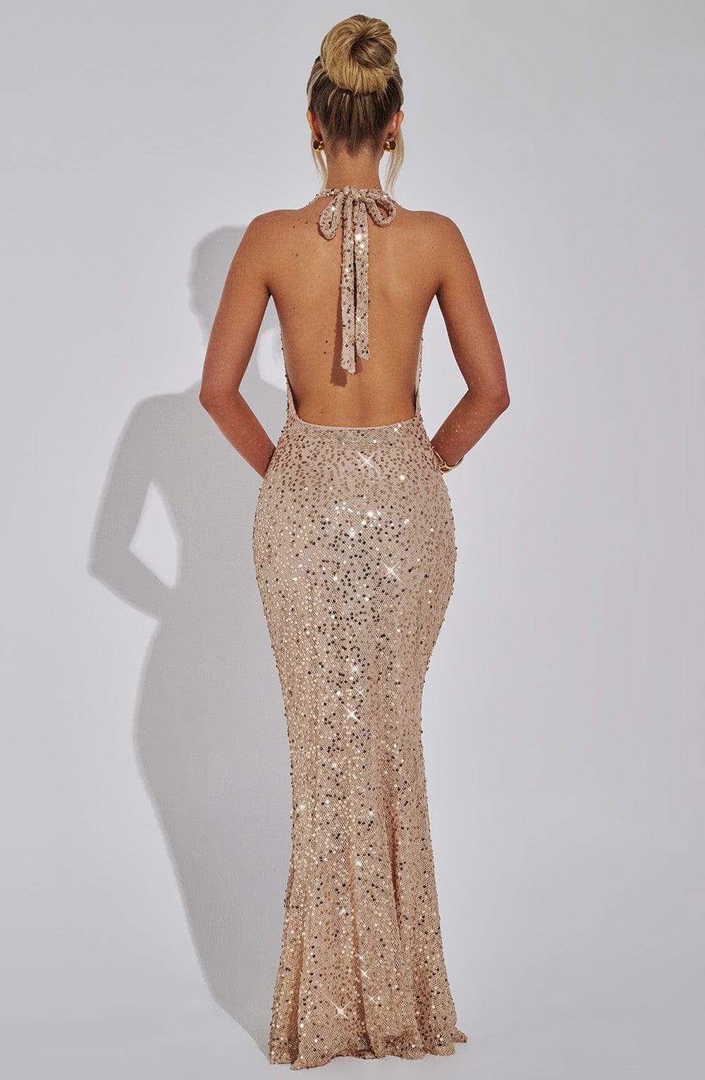 NUDE GLITTER MAXI DRESS